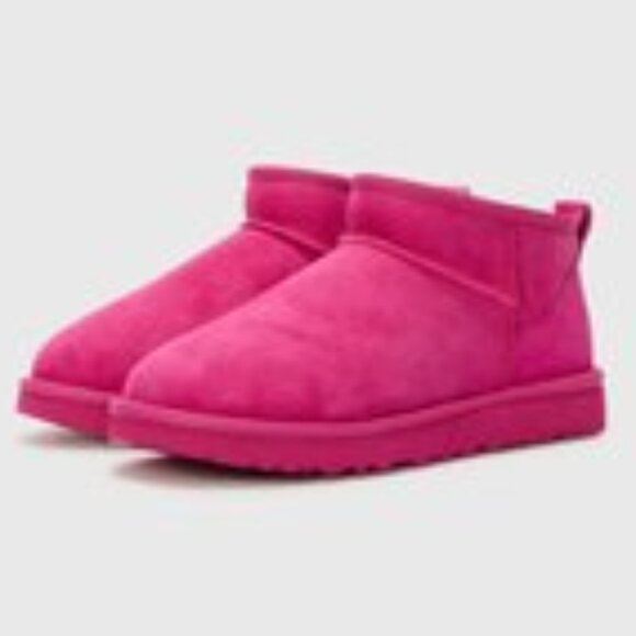 UGG Dark Peony (PINK) Sheepskin CLASSIC ULTRA MINI S/N 1116109 Women Size 9 - Picture 1 of 13